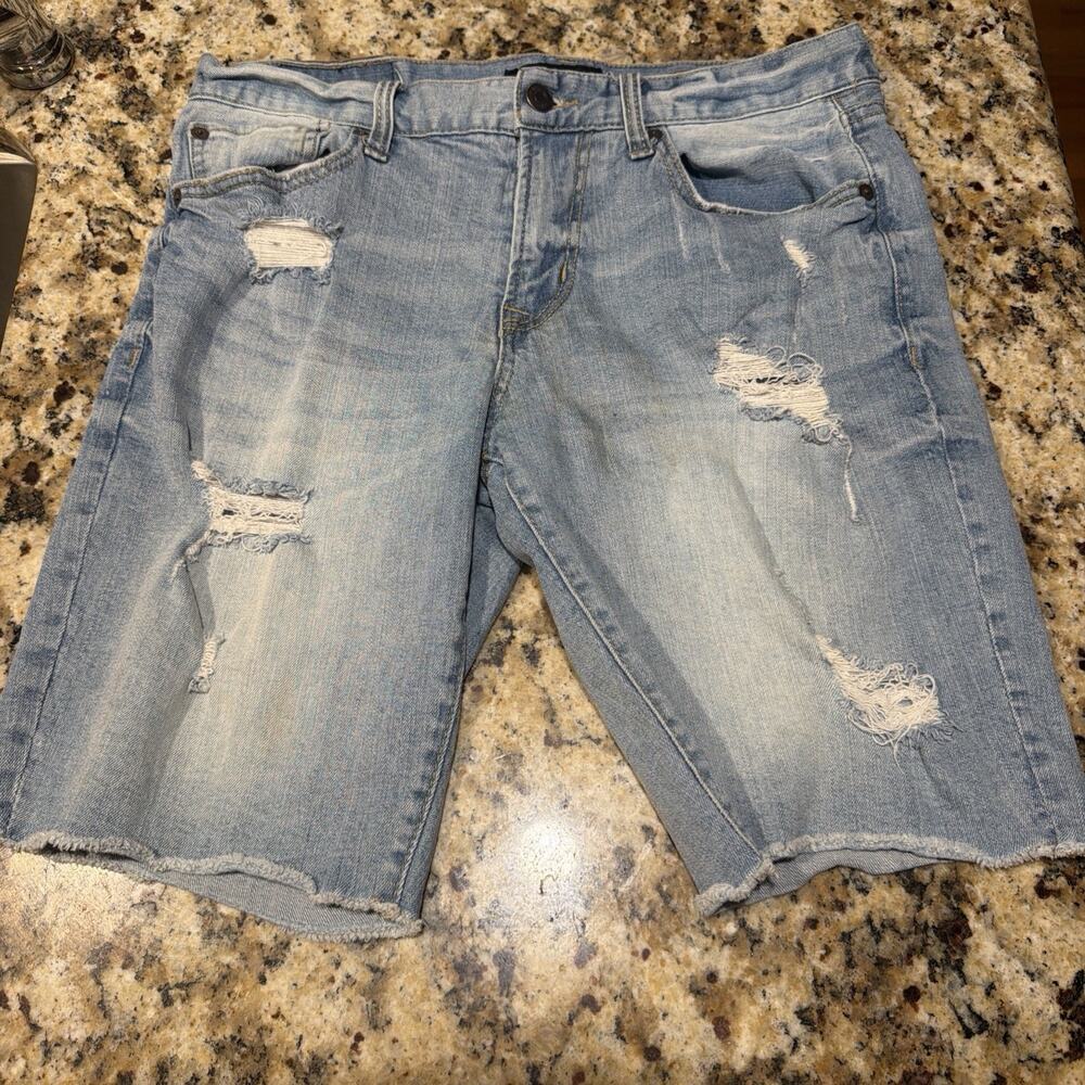 Aeropostale Mens Cutt-Off Denim Long Shorts Size 30